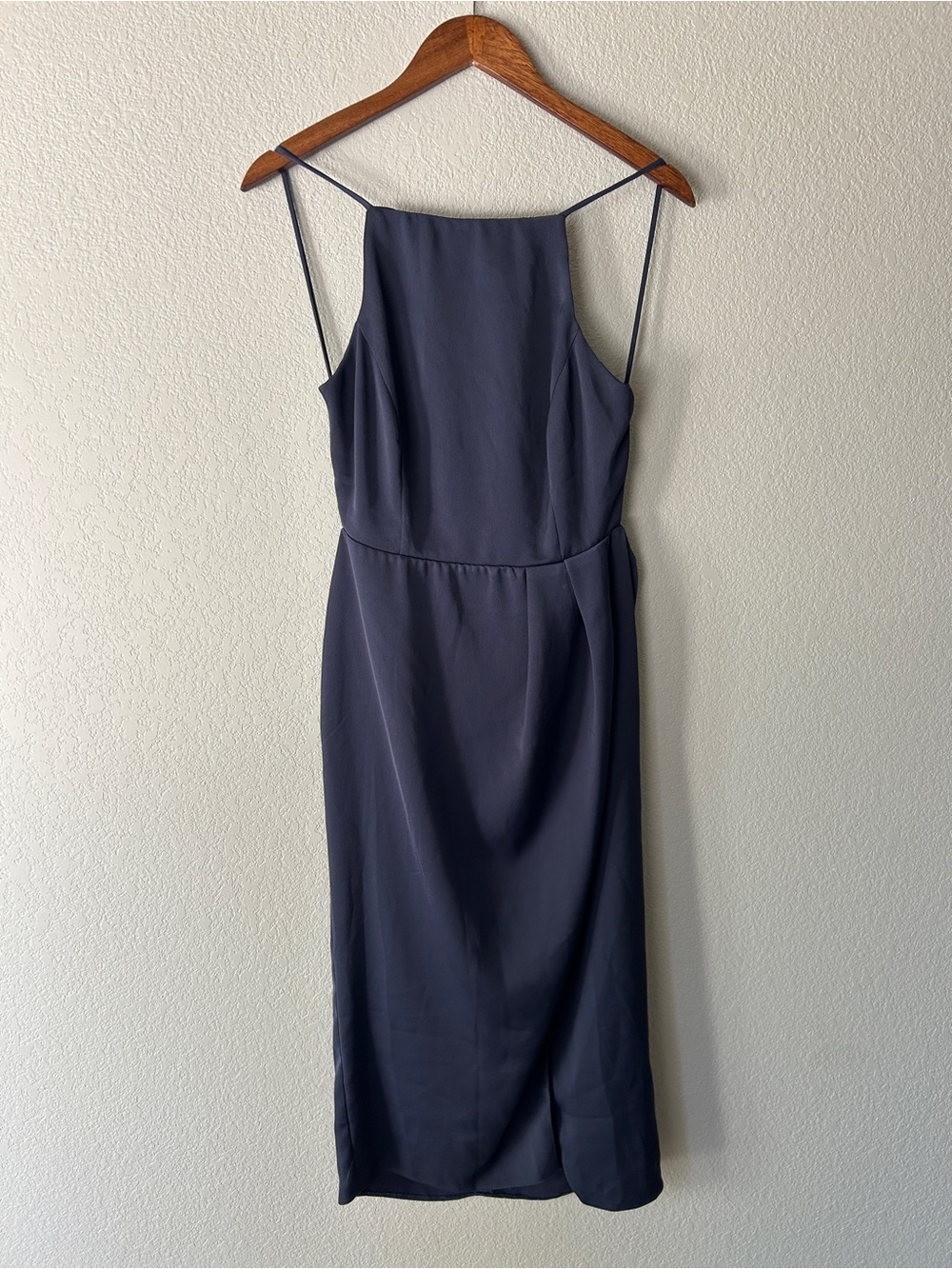 ASOS Navy Blue Backless Slip Midi Dress with Spaghetti Straps | size 8